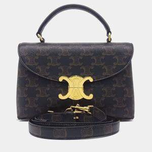 Pre Owned Celine Black Brown Coated Canvas Teen Nino Bag