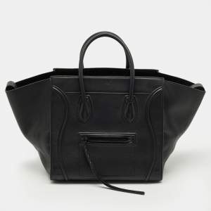 Pre Owned Celine Black Leather Medium Phantom Luggage Tote