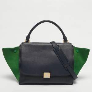 Pre Owned Celine Tricolor Leather and Suede Medium Trapeze Bag