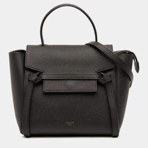 Pre Owned Celine Black Nano Grained Calfskin Belt Bag