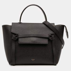 Pre Owned Celine Black Micro Grained Calfskin Belt Bag