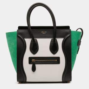 Pre Owned Celine Multicolor Micro Tricolor Nubuck and Calfskin Luggage Tote