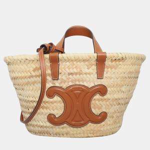 Pre Owned Celine Raffia Triomphe Teen Panier