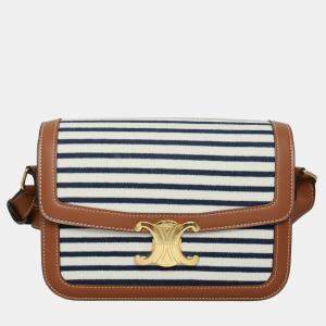 Pre Owned Celine Stripes Medium Triomphe Bag