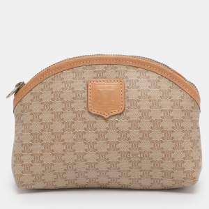 Pre Owned Celine Beige Macadam Canvas Pouch Clutch