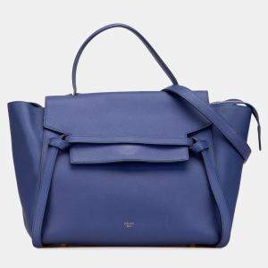 Pre Owned Celine Blue Mini Leather Belt Bag Satchel