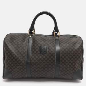 Pre Owned Celine Brown/Black Macadam Canvas and Leather Travel Suitcase