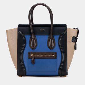 Pre Owned Celine Multicolor Micro Tricolor Leather Luggage Tote