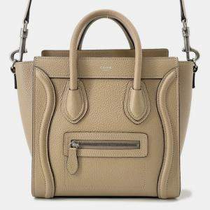 Pre Owned Celine Luggage Shopper Beige Leather Size Nano