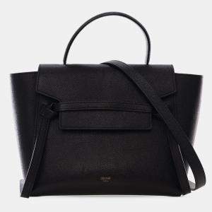 Pre Owned Celine Black Micro Grained Calfskin Belt Bag