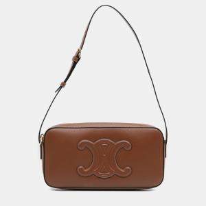 Pre Owned Celine Brown Mini Calfskin Cuir Triomphe Camera Shoulder Bag