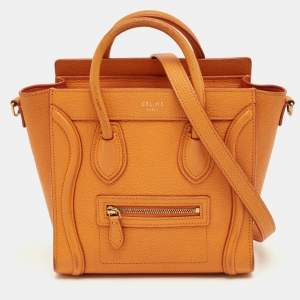 Pre Owned Céline Orange Leather Nano Luggage Tote