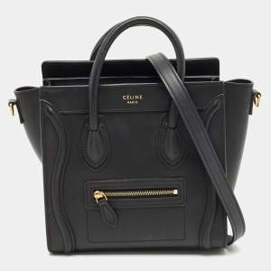 Pre Owned Celine Black Leather Nano Luggage Tote