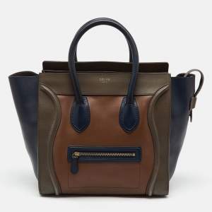 Pre Owned Celine Multicolor Leather Mini Luggage Tote