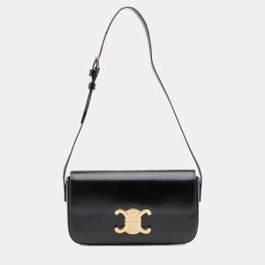 Pre Owned Celine Black Shiny Calfskin Claude Shoulder Bag
