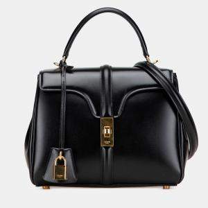 Pre Owned Celine Black Small Leather 16 Satchel