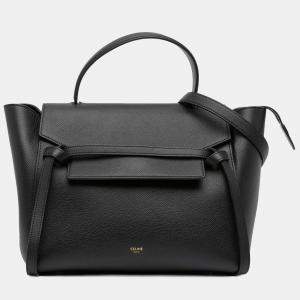 Pre Owned Celine Black Mini Grained Calfskin Belt Bag