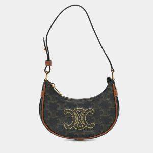 Pre Owned Celine Brown Mini Triomphe Coated Canvas Ava Shoulder Bag