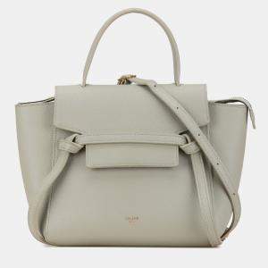 Pre Owned Celine White Nano Grained Calfskin Belt Bag