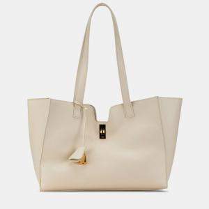 Pre Owned Celine White Smooth Calfskin Soft 16 Cabas