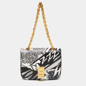Pre Owned Celine x Christian Marclay Black Leather Zzhaa Print Small C Shoulder Bag