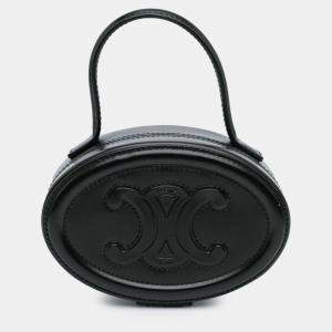 Pre Owned Celine Black Calfskin Cuir Triomphe Oval Handbag