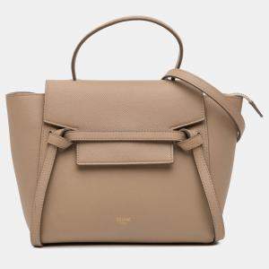 Pre Owned Celine Brown Nano Grained Calfskin Belt Bag