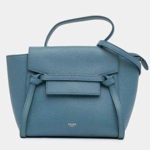 Pre Owned Celine Blue Nano Grained Calfskin Belt Bag