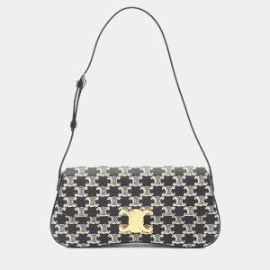 Pre Owned Celine Medium Lola Black/White Coated Canvas Leather Shoulder Bag 