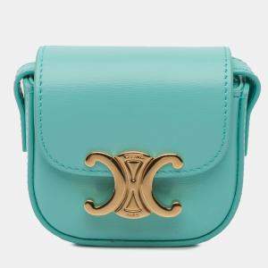 Pre Owned Celine Blue Leather Triomphe AirPods Case