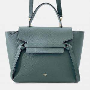 Pre Owned Celine Belt Bag Dark Green Leather Size Micro