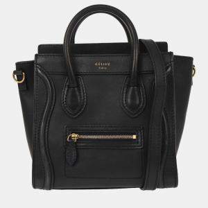 Pre Owned Celine Navy Leather Nano Luggage Tote Bag
