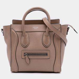 Pre Owned Celine Nano Leather Luggage Tote