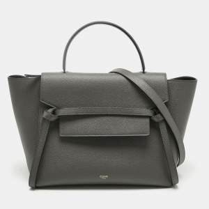 Pre Owned Celine Grey Leather Mini Belt Top Handle Bag