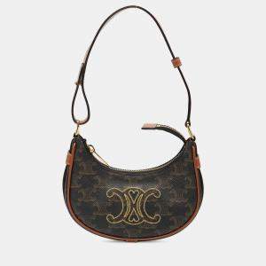Pre Owned Celine Brown Mini Triomphe Coated Canvas Ava Shoulder Bag