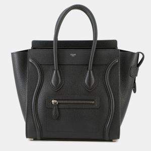 Pre Owned Celine Luggage Shopper Handbag Black Leather Size Micro