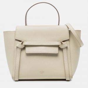 Pre Owned Celine Beige Nano Grained Calfskin Belt Bag