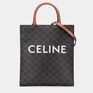 مملوكة مسبقًا Celine Brown Small Triomphe Coated Canvas Vertical Cabas Tote