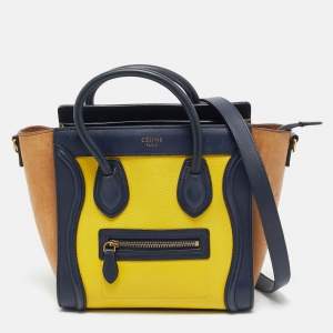 Pre Owned Celine Tricolor Leather Nano Luggage Tote
