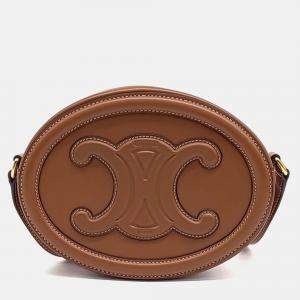 Pre Owned Celine Brown Leather Crossbody Oval Pulse