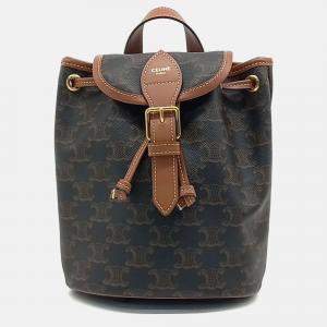 Pre Owned Celine Brown Coated Canvas and Leather Folco Mini Backpack