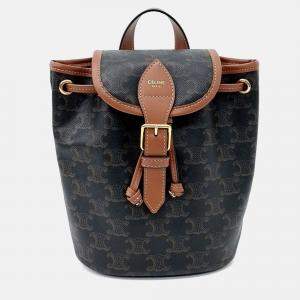 Pre Owned Celine Brown Leather and PVC Folco Mini Backpack