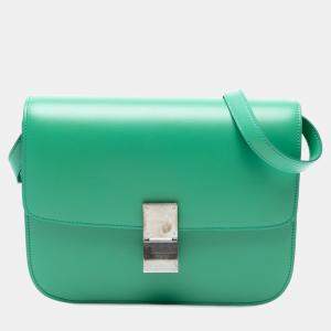 Pre Owned Celine Green Medium Calfskin Classic Box