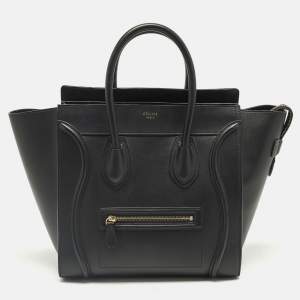 Pre Owned Celine Black Leather Mini Luggage Tote