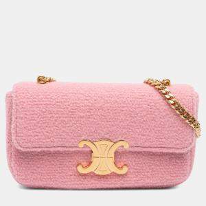 مملوكة مسبقًا Celine Pink Tweed Claude Chain Shoulder Bag