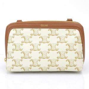 مملوكة مسبقًا حقيبة كتف سيلين بوكس تريومف جلد أبيض فاتح بني ذهبي