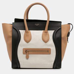 Pre Owned حقيبة سيلين بيضاء صغيرة ثلاثية الألوان من جلد العجل لاجج توتج