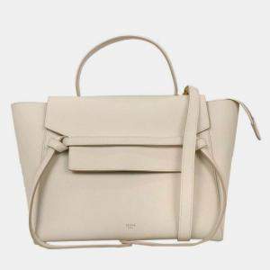 Pre Owned حقيبة يد سيلين حزام بيضاء بحمالة كتف مزدوجة