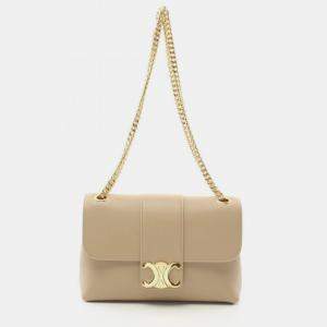 مملوكة مسبقًا حقيبة كتف سيلين فيكتوار جلد بيج وسط