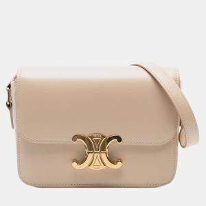 مملوكة مسبقًا Celine Beige Teen Shiny Calfskin Triomphe Crossbody